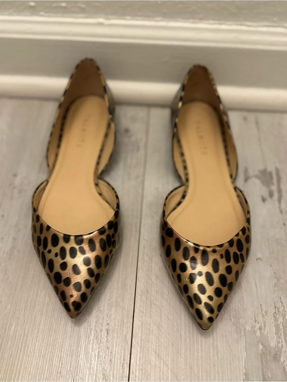 Talbots Leopard Print Pointed D'Orsay Flats in Brown and Black